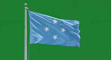 Micronesia's Flag Flutters Proudly Against a Vibrant Green Sky