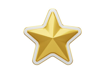 Isolated Glossy Golden Star Icon with White Border