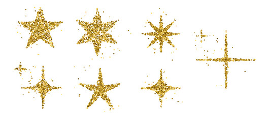 Sparkling Stars Gold Glitter PNG Transparent