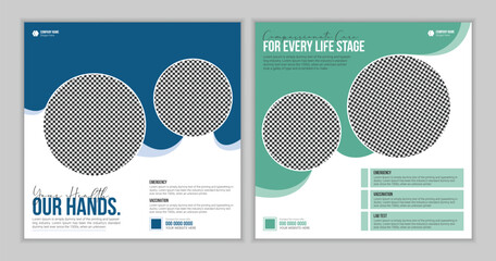 Set of Medical service social media post design template, healthcare social media template, dental social media post, hospital social media banner ads.