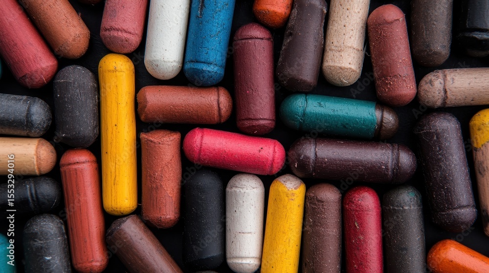 Poster this vibrant image showcases an array of colorful pastel chalks laid out on a dark background, captu