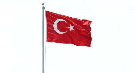 Turkish Flag Fluttering Proudly Against a Clear Sky
