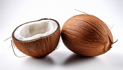 coconut coconut on white background coconut whole and half
