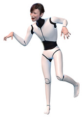 3D Rendering Male Robot on White