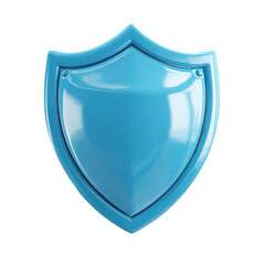 Blue shield with a silver border. isolated-on-ransparent-3d-background