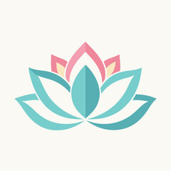 Obraz premium Stylized lotus flower symbol with pink and teal petals on white background
