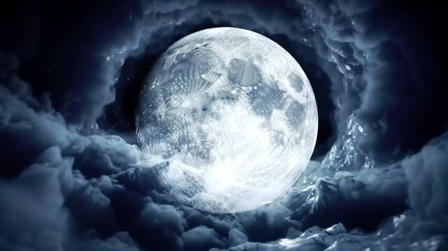 Full moon in an icy cavern