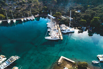 Aerial View of Yachts in Turkish Bay
