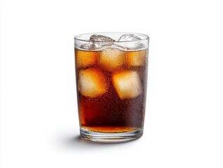 Icecold cola in glass with citrus refreshing summer beverage 