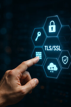 TLS and SSL Concept for Secure Browsing &ndash; Data Encryption, HTTPS, and Web Security Visualization

