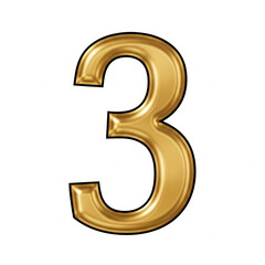 Fototapeta premium Drawing of a namber 3 gold isolated on a white background