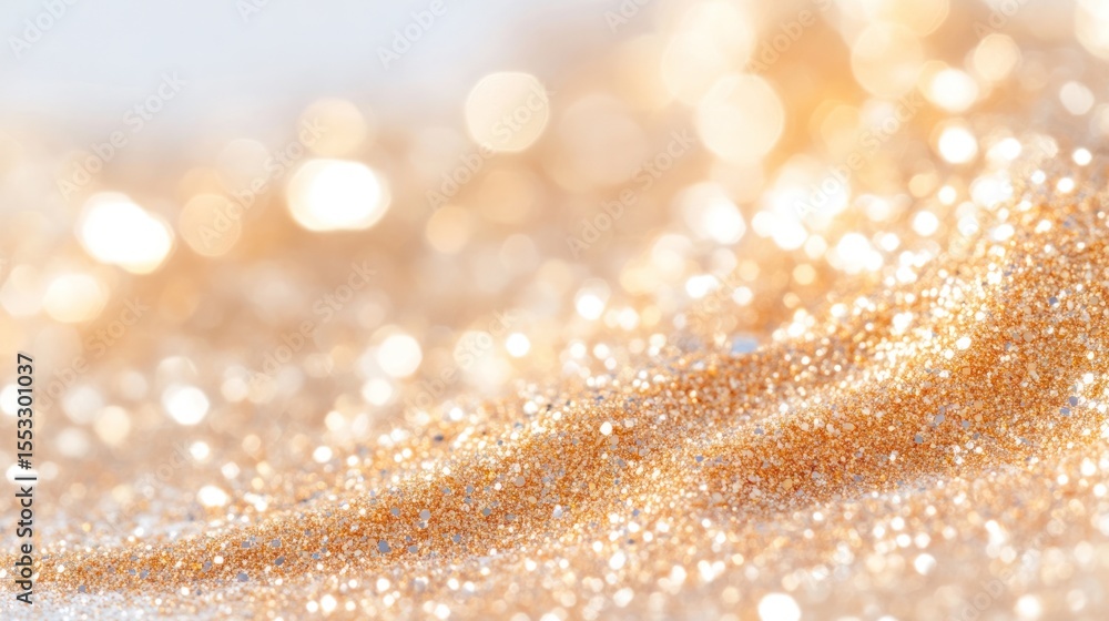 Poster a smooth wave of golden glitter glimmers in soft focus, creating a stunning and elegant background f