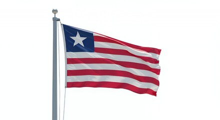 Liberia's Flag Waves Proudly Against a Clear Sky