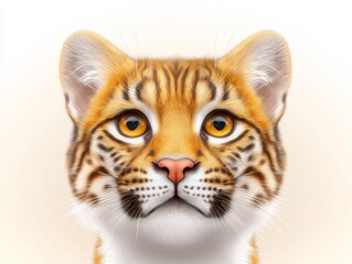 Striking tiger face portrait intense gaze on pristine white background majestic