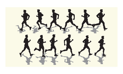 vector silhouettes of people jogging and running