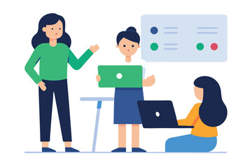 Obraz premium Teamwork collaboration businesswomen project meeting laptop presentation