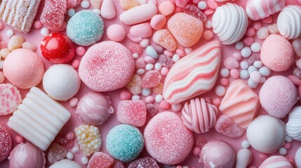 A delightful assortment of colorful candies arranged beautifully, evoking joy and nostalgia, perfect for celebrating occasions and indulging in sweet treats.