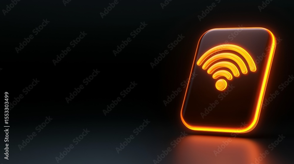 Poster simple wifi signal graphic on dark background ideal for technology concepts