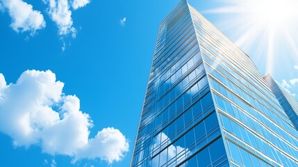 Fototapeta premium Majestic skyscraper piercing the azure sky stunning display of modern architecture and urban design