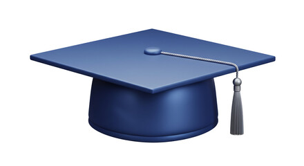 Dark Blue Graduation Cap: 3D Render, Achievement, Success, Education