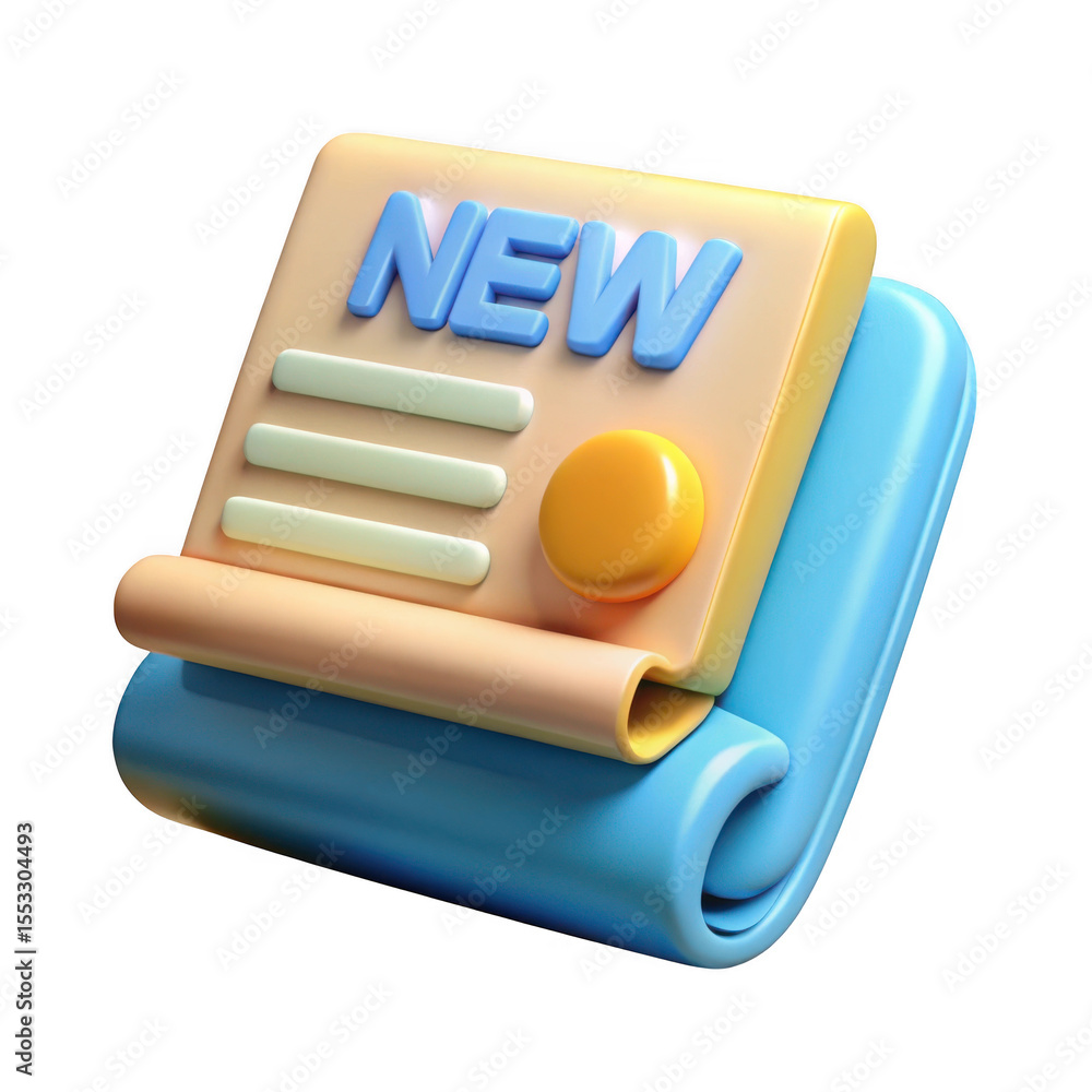 Poster 3d new document icon render on transparent background