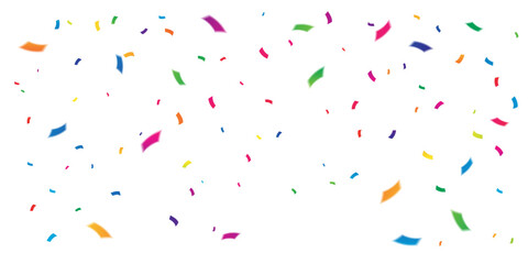 Many Falling Colorful Confetti on White Background for Festive Celebrations. Vector Illustration