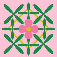 Boho Style Decorative Tile — Geometric Vector Pattern. Vector illustration.