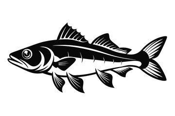 Elegant Vector Illustration of a Fish with Detailed Fins and Tail Design