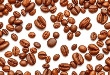 Obraz premium Seamless vector pattern of brown coffee beans Perfect for coffee shop branding and interior design, coffee beans, brown