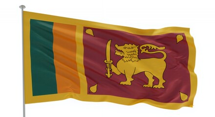 Sri Lanka's National Flag Waves Proudly Against a Pristine White Background