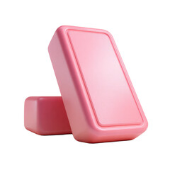Two pink blocks are stacked on top of each other. isolated-on-ransparent-3d-background