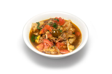 Noodle soup isolated on white background, Indonesian noodle soup on white background