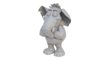 3d render of an elephant figurine on a light background. 3d render.