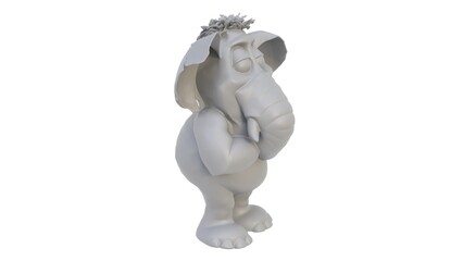 3d render of an elephant figurine on a light background. 3d render.