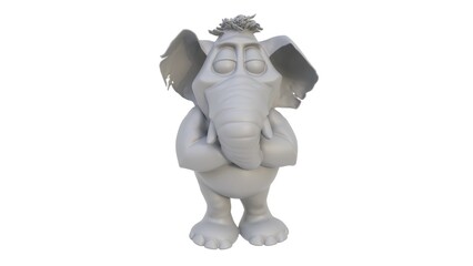 3d render of an elephant figurine on a light background. 3d render.