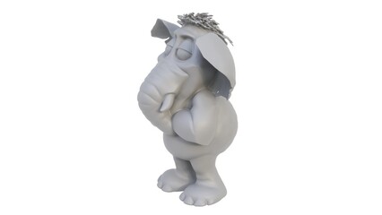 3d render of an elephant figurine on a light background. 3d render.