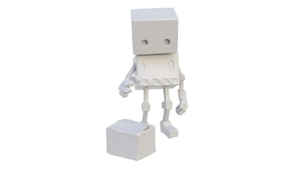 3D render of a robot loader figurine on a light background. 3D render.