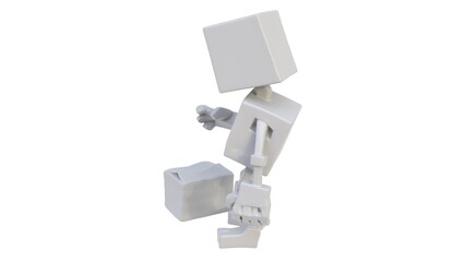 3D render of a robot loader figurine on a light background. 3D render.