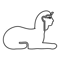 Sphinx Egypt pyramid concept egyptian statue of Giza contour outline line icon black color vector illustration image thin flat style
