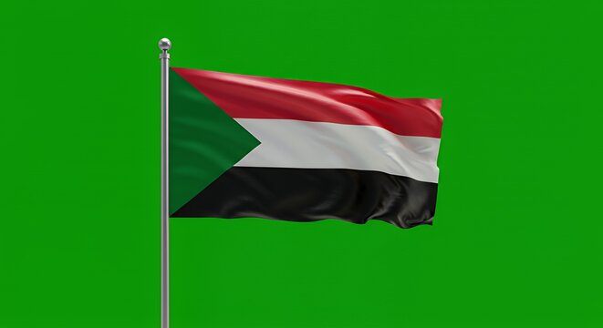 Sudan's Flag Waves Proudly Against a Vibrant Green Screen