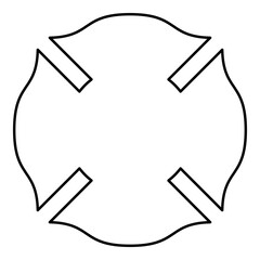 Firefighter cross Malta emblem fire fighter dept contour outline line icon black color vector illustration image thin flat style