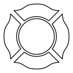Firefighter cross Malta emblem fire fighter dept contour outline line icon black color vector illustration image thin flat style
