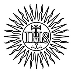 Jesuit symbol Christian concept sign contour outline line icon black color vector illustration image thin flat style