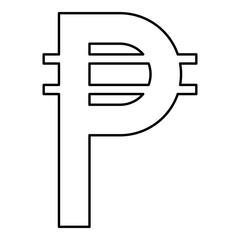 Filipino Peso sign symbol currency contour outline line icon black color vector illustration image thin flat style