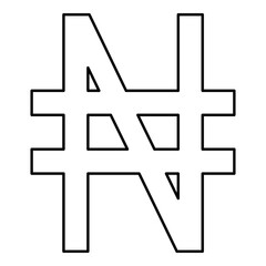 Symbol Nayra sign money currency contour outline line icon black color vector illustration image thin flat style