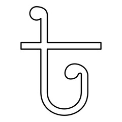 Symbol Taka Bangladeshi currency sign contour outline line icon black color vector illustration image thin flat style