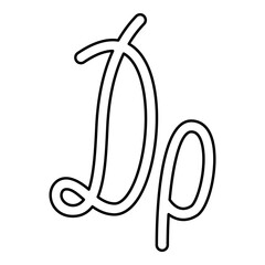 Symbol or sign of Drachma currency money contour outline line icon black color vector illustration image thin flat style