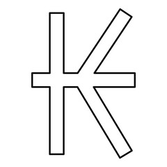Symbol of Kip sign currency money contour outline line icon black color vector illustration image thin flat style