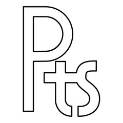 Peseta currency symbol sign money contour outline line icon black color vector illustration image thin flat style