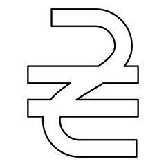 Hryvnia currency Ukraine money sign symbol UAH contour outline line icon black color vector illustration image thin flat style
